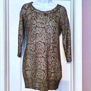 INC Metallic Foil Snake Print Sweater Top Sz M